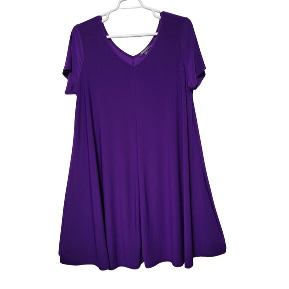 Roaman's Dresses & Skirts - Roamans Size 22/24 1X Dress Stretch Jersey Full Swing Hem Long Purple